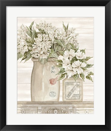 Framed Floral Country Crocks Print