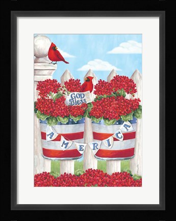Framed Patriotic Geraniums Print