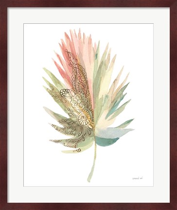 Framed Boho Tropical Leaf IV on White Print