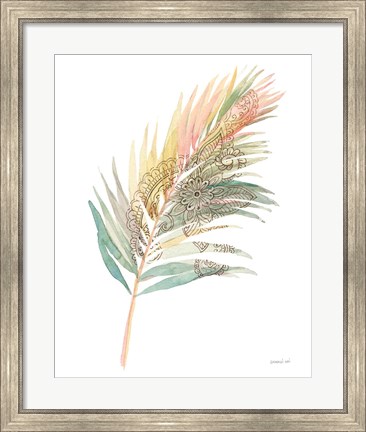 Framed Boho Tropical Leaf III on White Print