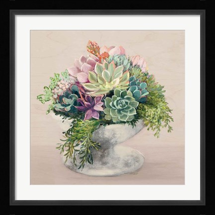 Framed Festive Succulents II Blush Print