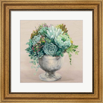 Framed Festive Succulents I Blush Print