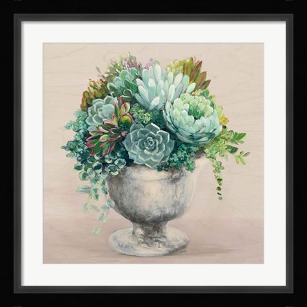 Framed Festive Succulents I Blush Print