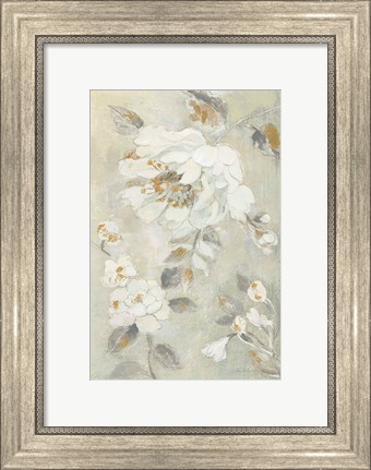 Framed Romantic Spring Flowers II White Print