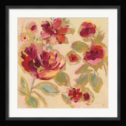 Framed Gilded Loose Floral I Print