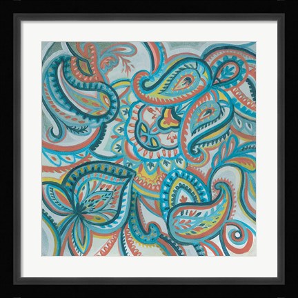 Framed Emerald Paisley I Print