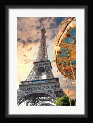 Framed Eiffel Tower and Carousel I Print