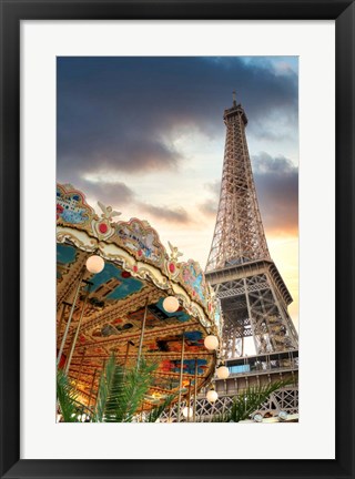 Framed Eiffel Tower and Carousel II Print