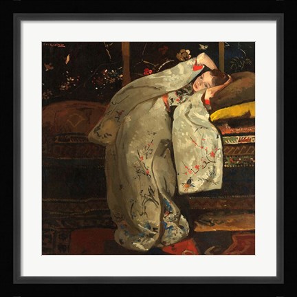 Framed Girl in a White Kimono, 1894 Print