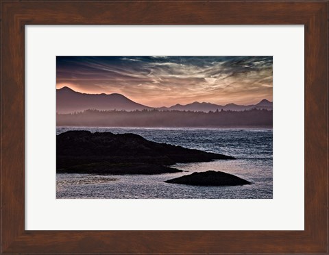 Framed Sunset Glow at Wickaninnish Beach Print