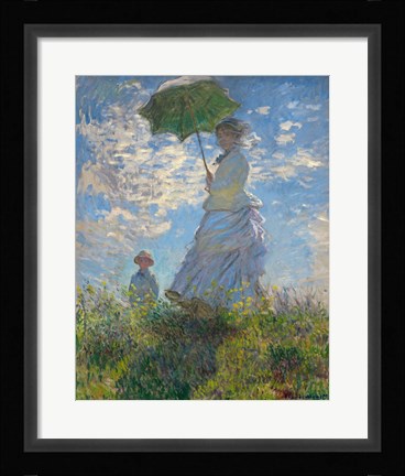 Framed Woman with a Parasol - Madame Monet and Her Son, 1875 Print