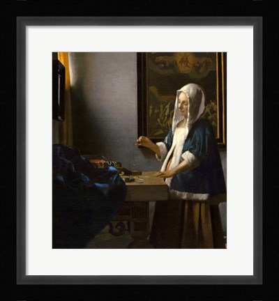 Framed Woman Holding a Balance, 1664 Print