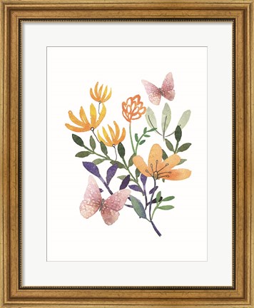 Framed Butterflies and Flowers Print