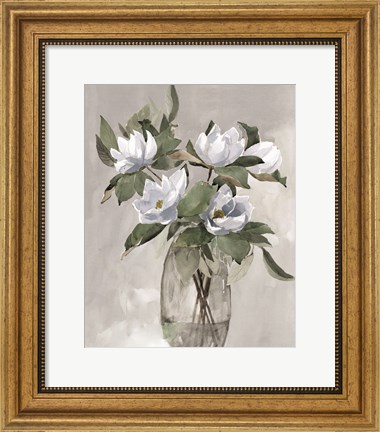 Framed Floral in Gray Print