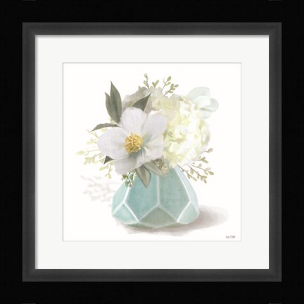 Framed Posies in Blue Print