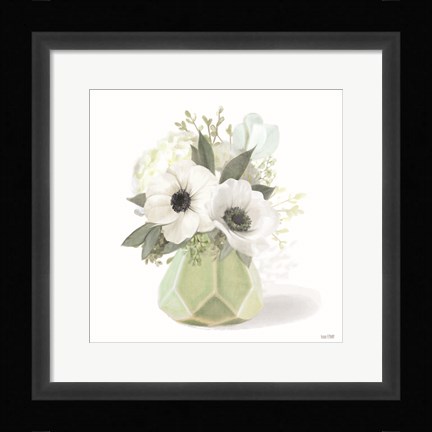 Framed Posies in Green Print