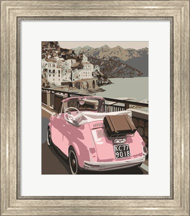 Framed Pink Bug in Europe Print