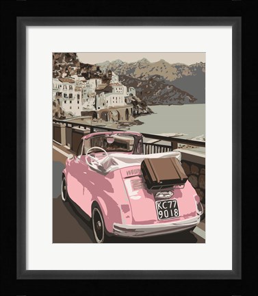 Framed Pink Bug in Europe Print