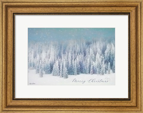 Framed Snowy Turquoise Forest Print