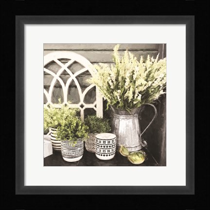 Framed Black and Green Still Life Print