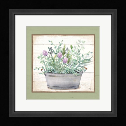 Framed Pot of Herbs I Print