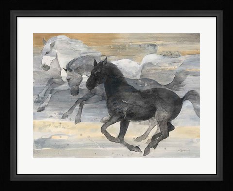 Framed Prancing Trio Print