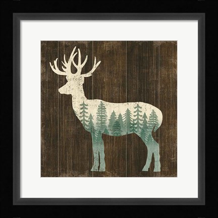 Framed Simple Living Deer Silhouette Print