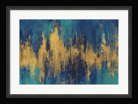 Framed Blue and Gold Abstract Crop Print