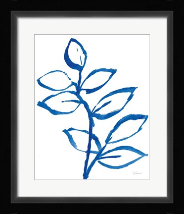 Framed Leafy Blue II Print