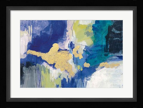 Framed Sparkle Abstract III Blue Crop Print