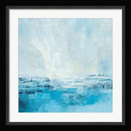 Framed Coastal View II Aqua Print