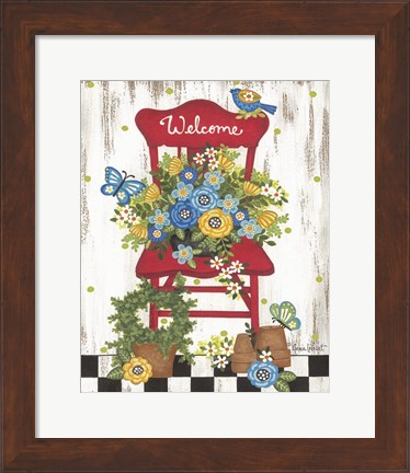 Framed Welcome Garden Chair Print