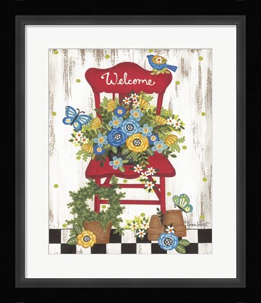 Framed Welcome Garden Chair Print