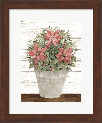 Framed Pot of Poinsettias Print