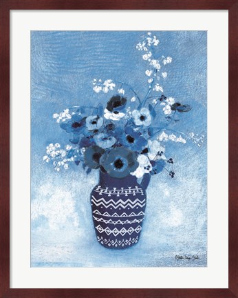 Framed Moody Blue Floral Print