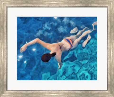 Framed Morning Swimming I Print
