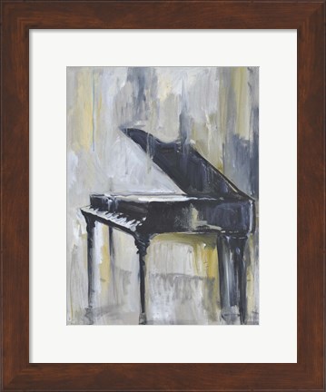 Framed Piano in Gold I Print