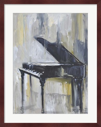 Framed Piano in Gold I Print