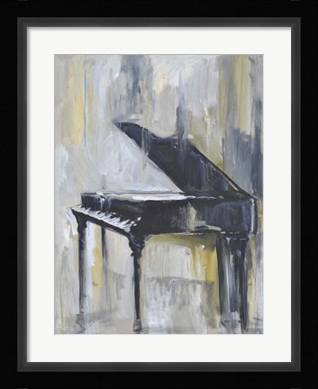 Framed Piano in Gold I Print