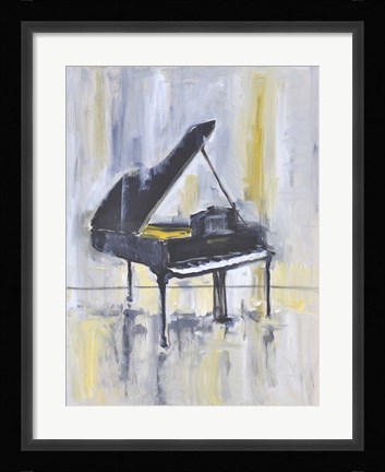 Framed Piano in Gold II Print