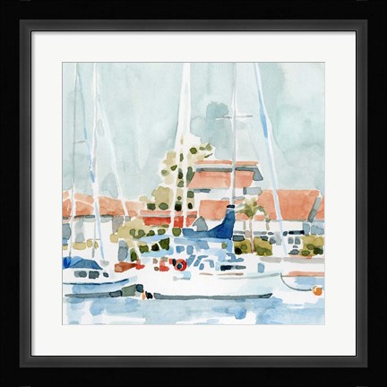 Framed Beach Town Summer I Print