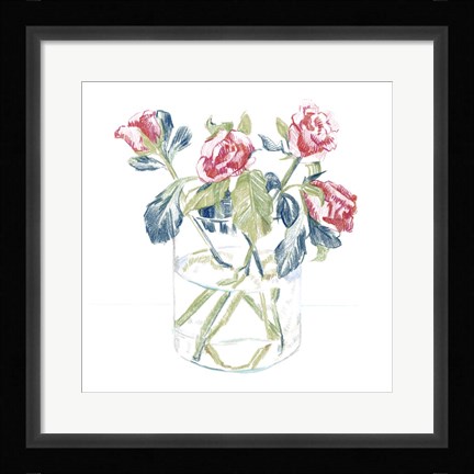 Framed Hockney Roses II Print