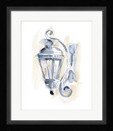 Framed Watercolor Street Lamp II Print