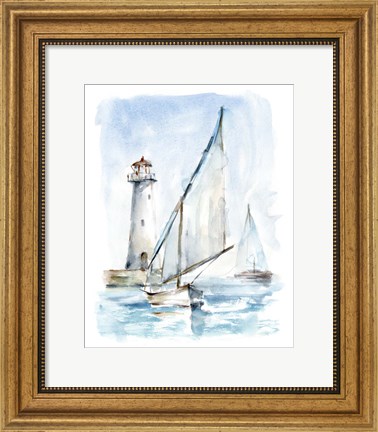 Framed Sailing into the Harbor II Print
