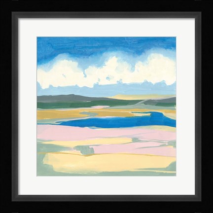 Framed Pastel Rolling Fields I Print