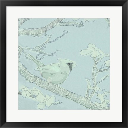 Framed Backyard Bird Sketch I Print