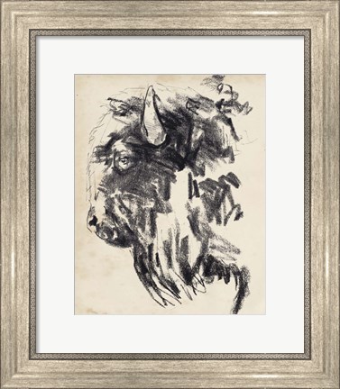 Framed Bison Head Gesture II Print