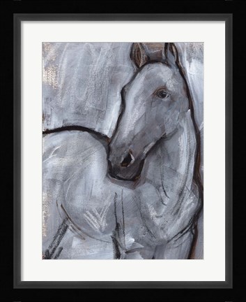 Framed White Horse Contour II Print