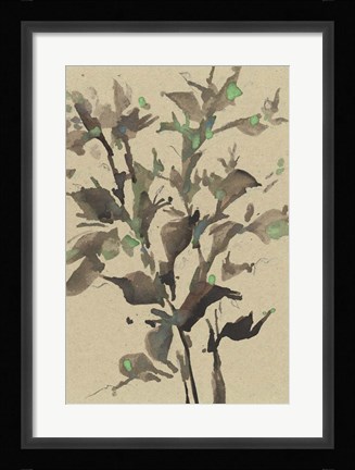 Framed Leaves on Taupe II Print
