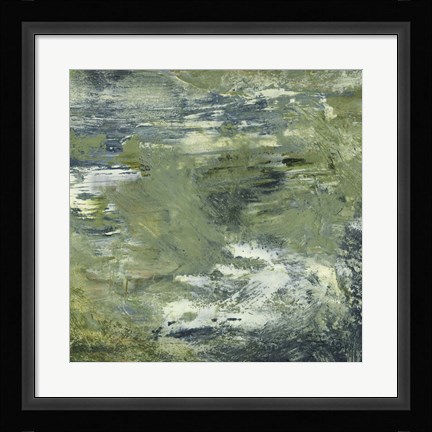 Framed Encaustic Tile in Green II Print